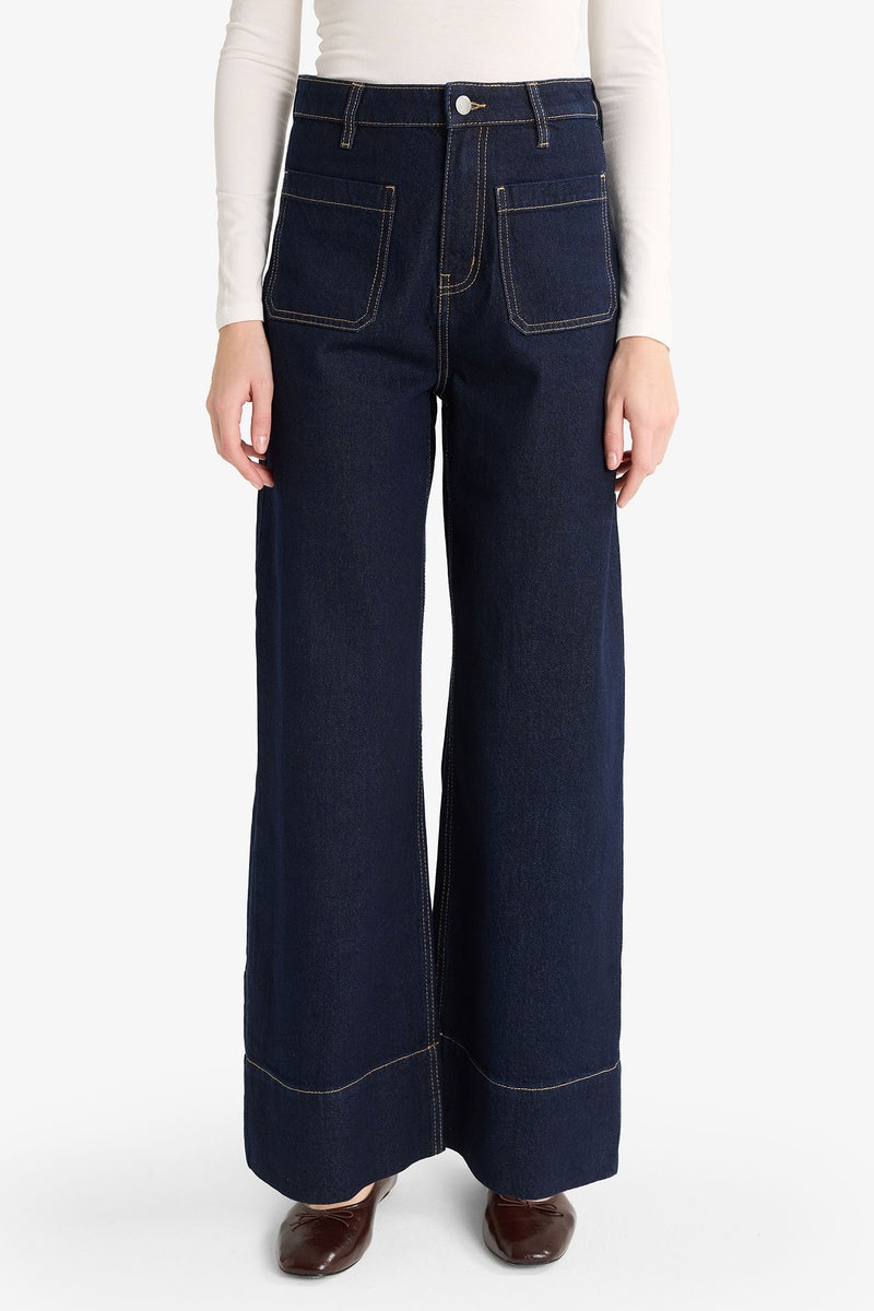 ديفاكتو بنطلون جينز كروب برجل واسع وخصر عالي - Image 4